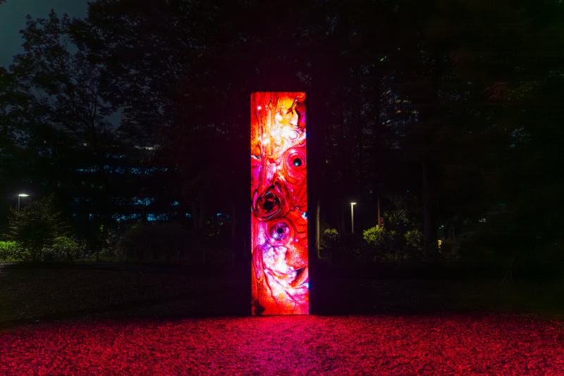 「リキッドユニバース:蒼氓蟲譜Liquid Universe: Sōbō Chūfu — An Unclassifiable Entomologia of the Luminous Swarm(Visible CONNECTION:眺望のもり)」/落合陽一(日本)