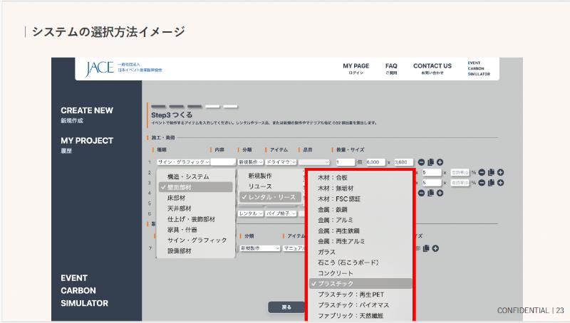 「ECS」のシステムの選択方法（「ECS資料より」©︎イベント業界標準カーボンカリキュレーター運用ワーキンググル―プ)