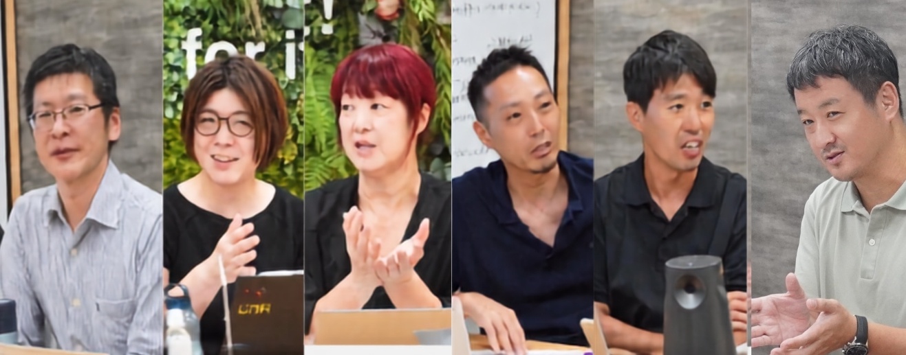 JACEサステナビリティ委員会として、(写真左から)越川さん、村松さん、竹嶋さん、森下さん、高森さん、松本さんから模擬企画会議を受けてのコメントがあった