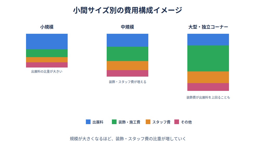 小間サイズによる費用感の違い